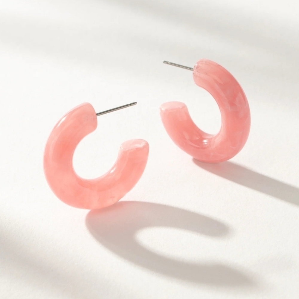 Pink Tube Hoop Earrings